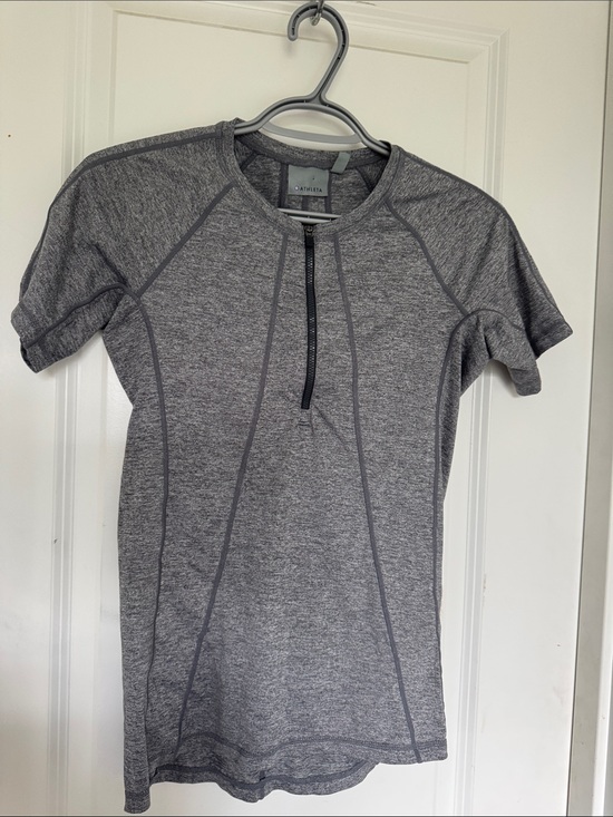 Athleta Tops - Athleta Heather Gray Short-Sleeve Zip Athletic Top
